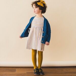 NWT 6Y Lali Kids Cream Rainbow Striped Side Tie Dress!